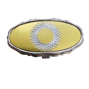 Vintage Diamond Cut Pill Box - Made in Hong Kong, Goldtone Metal**
